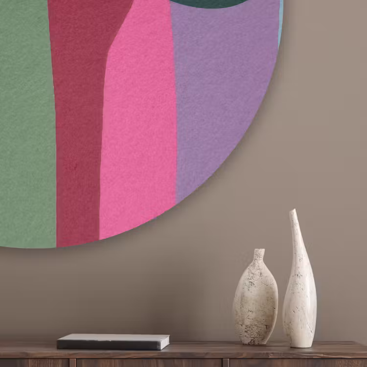 Kleurvakken - Recht - Rond - Abstract Akoestische PET Vilt - Rond klein -sfeer5_closeup