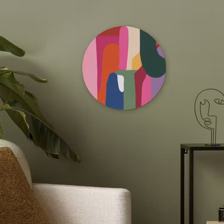 Kleurvakken - Recht - Rond - Abstract Akoestische PET Vilt - Rond klein -sfeer2