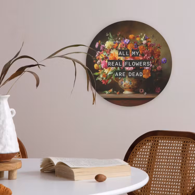 Kleur - Bloemen - Vintage - Bloemenvaas Akoestische PET Vilt - Rond klein -sfeer3