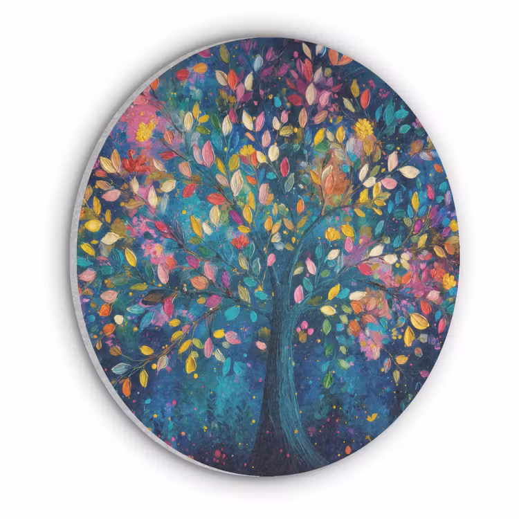 Kleurrijk - Boom - Magisch - Abstract Akoestische PET Vilt - Rond klein -3d