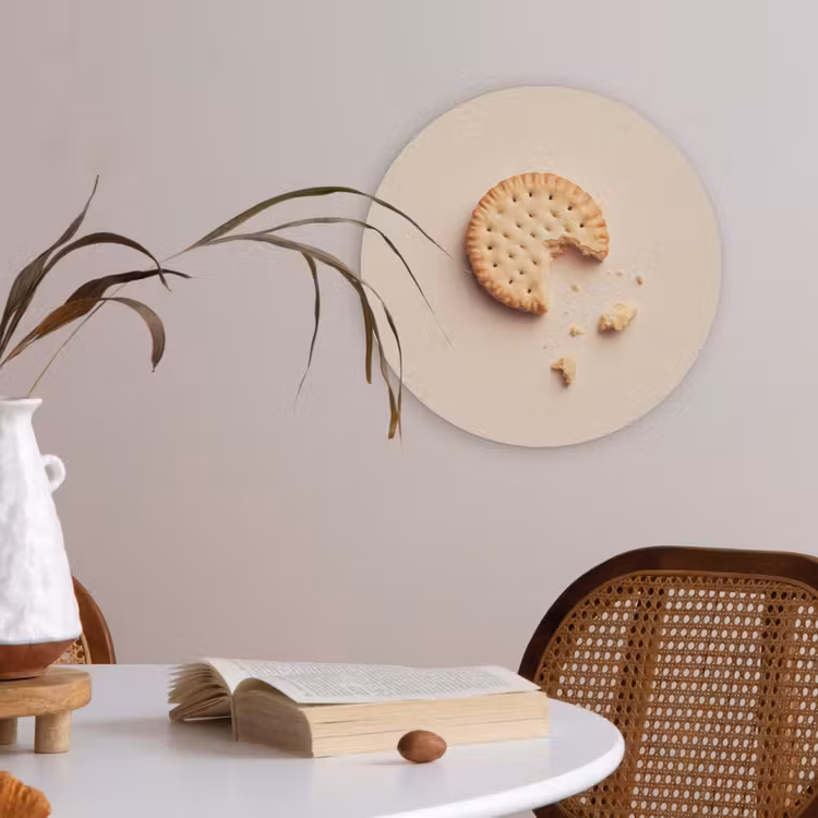Koekje - Kruimels - beige Akoestische PET Vilt - Rond klein -sfeer3