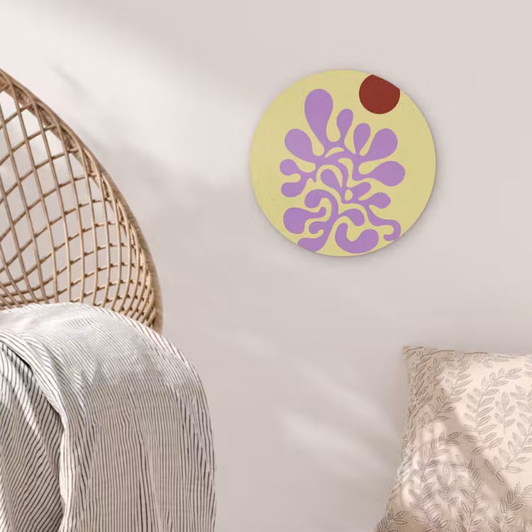 Koraal - Cirkel - Abstract - Geel Akoestische PET Vilt - Rond klein -sfeer4