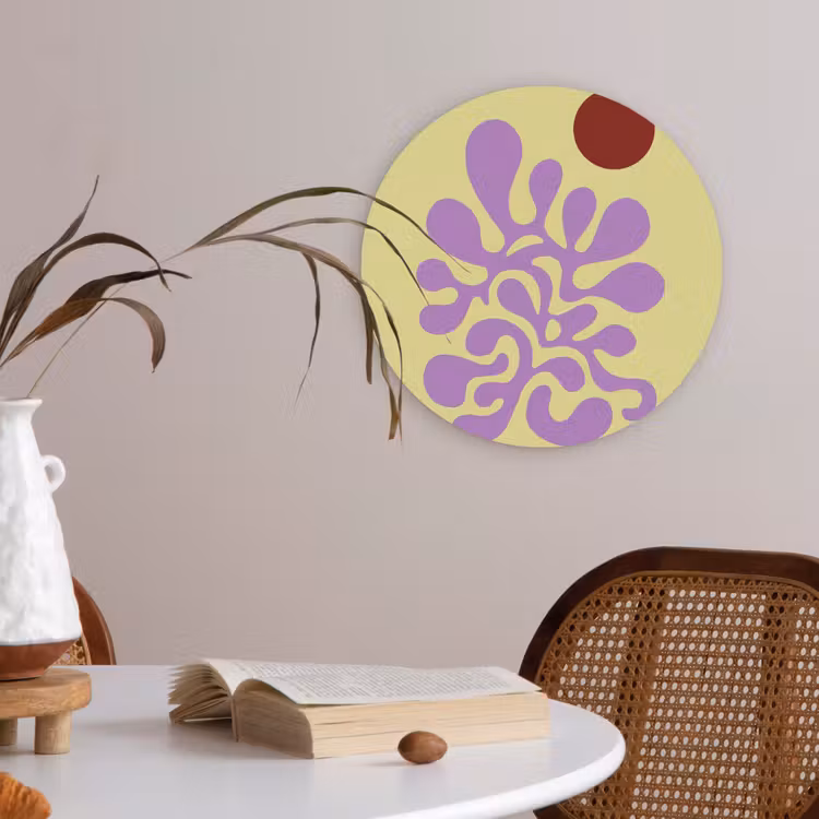 Koraal - Cirkel - Abstract - Geel Akoestische PET Vilt - Rond klein -sfeer3