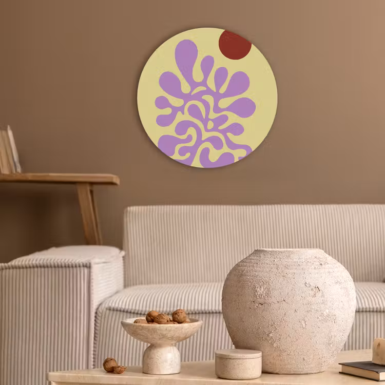 Koraal - Cirkel - Abstract - Geel Akoestische PET Vilt - Rond klein -sfeer1