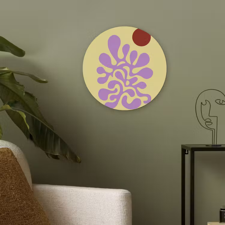 Koraal - Cirkel - Abstract - Geel Akoestische PET Vilt - Rond klein -sfeer2