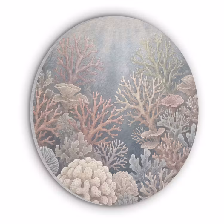Koraal - Zeeleven - Onderwater - Illustratie - Natuur Akoestische PET Vilt - Rond klein -3d