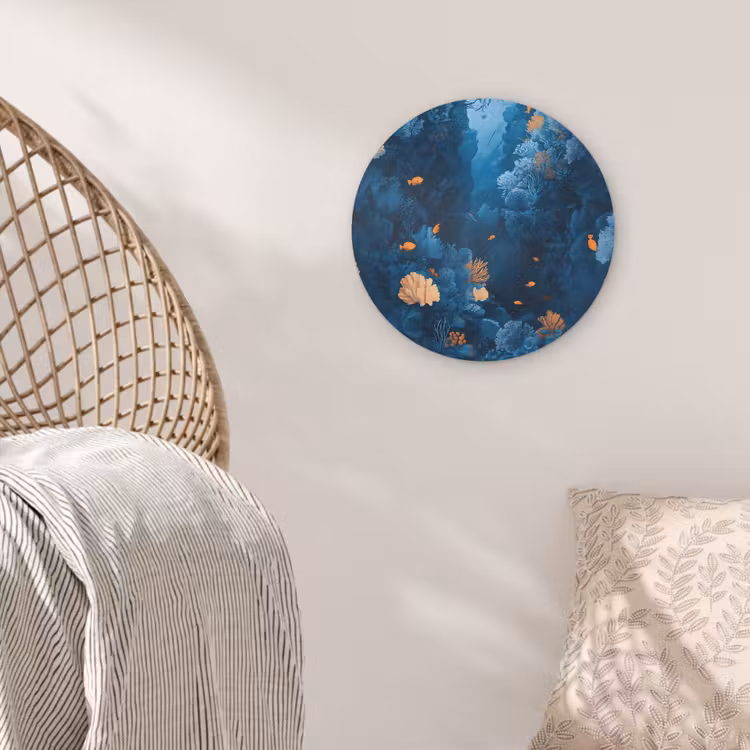 Koraalrif - Vissen - Oceaan - Blauw Akoestische PET Vilt - Rond klein -sfeer4