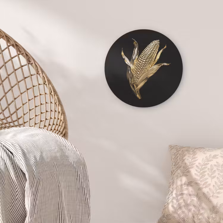 Mais - Eten - Goud - Zwart Akoestische PET Vilt - Rond klein -sfeer4