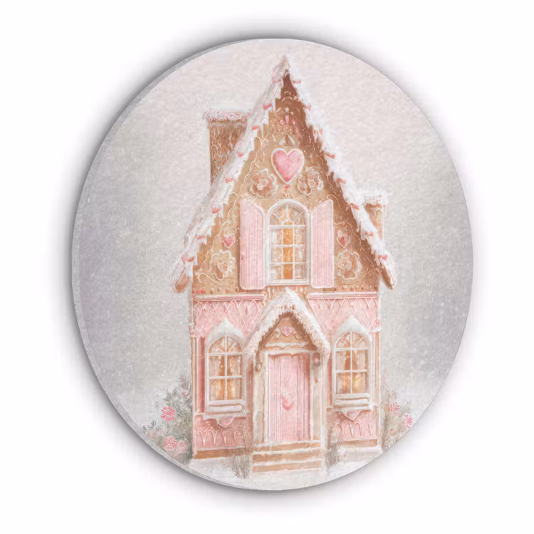 Huisje - Suiker - Pastel Akoestische PET Vilt - Rond klein -3d