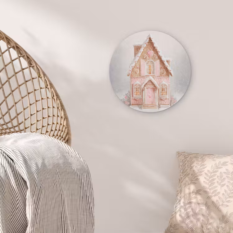 Huisje - Suiker - Pastel Akoestische PET Vilt - Rond klein -sfeer4