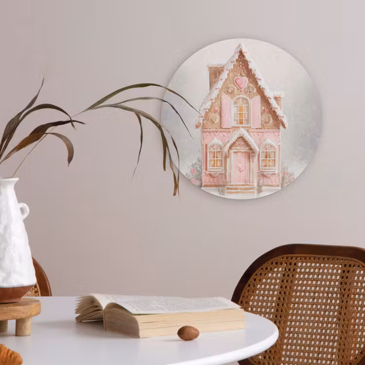 Huisje - Suiker - Pastel Akoestische PET Vilt - Rond klein -sfeer3
