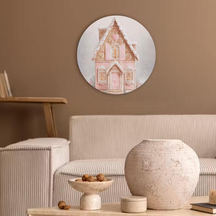 Huisje - Suiker - Pastel Akoestische PET Vilt - Rond klein -sfeer1