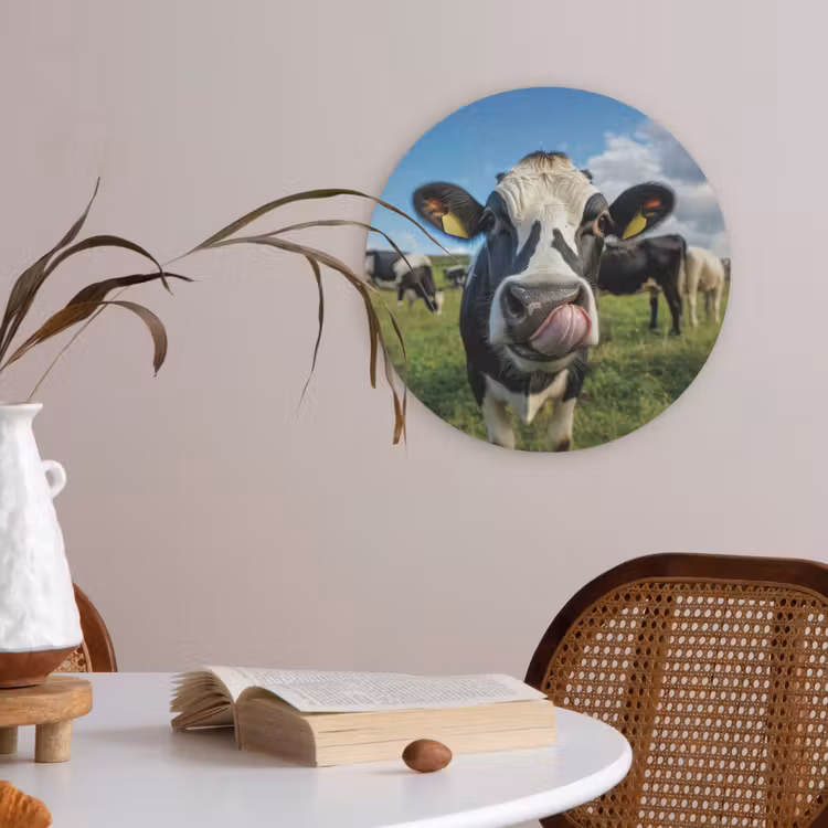 Koe - Tong - Weide Akoestische PET Vilt - Rond klein -sfeer3