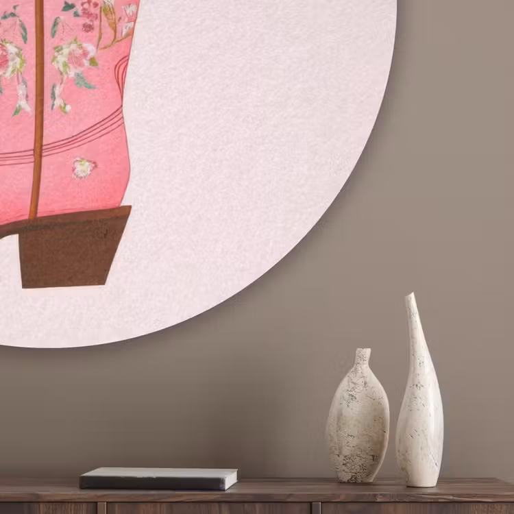 Cowboylaarzen - Roze - Boeket - Bloemen Akoestische PET Vilt - Rond klein -sfeer5_closeup