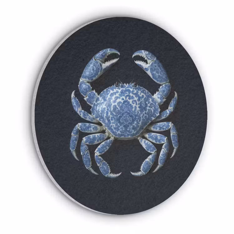Krab - Delfts blauw - Dieren Akoestische PET Vilt - Rond klein -3d