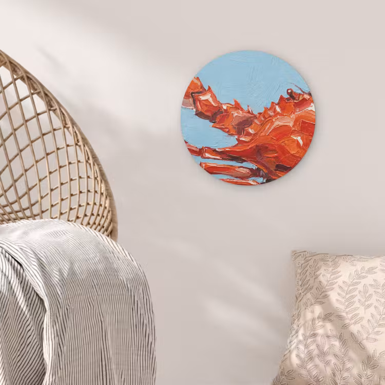 Krab - Zee - Dieren - Abstract - Rood Akoestische PET Vilt - Rond klein -sfeer4