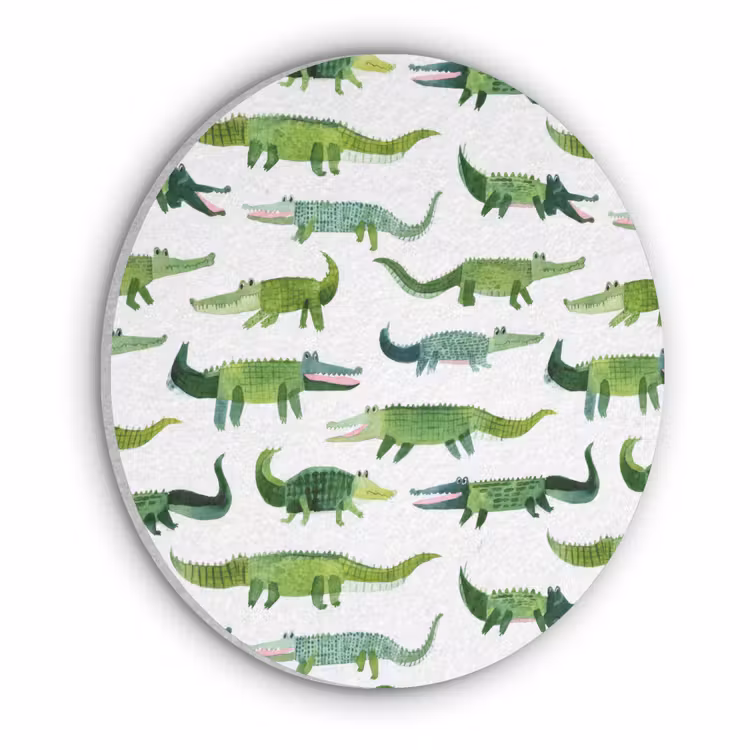 krokodillen - Speels - Groen Akoestische PET Vilt - Rond klein 838 -3d