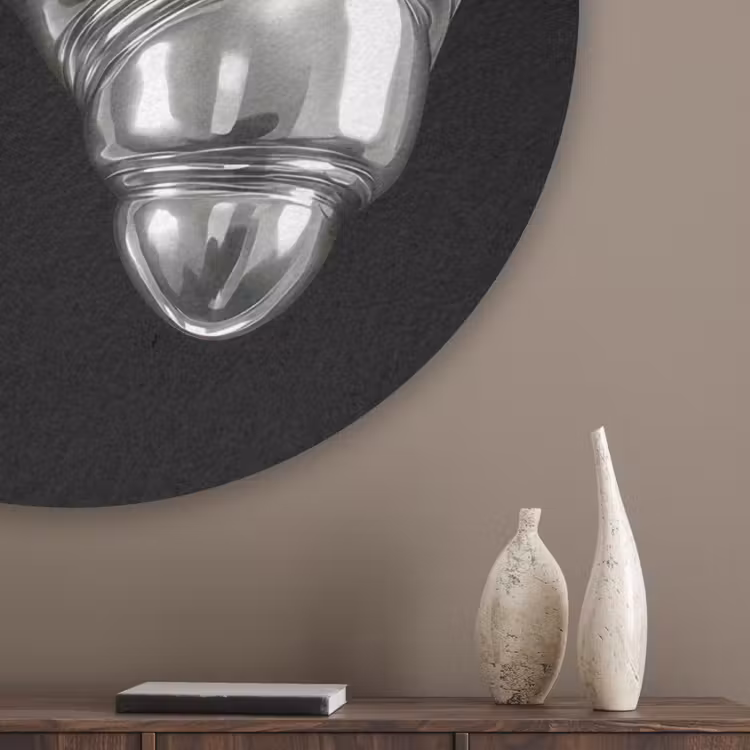 Croissant - Metaal - Zilver Akoestische PET Vilt - Rond klein -sfeer5_closeup
