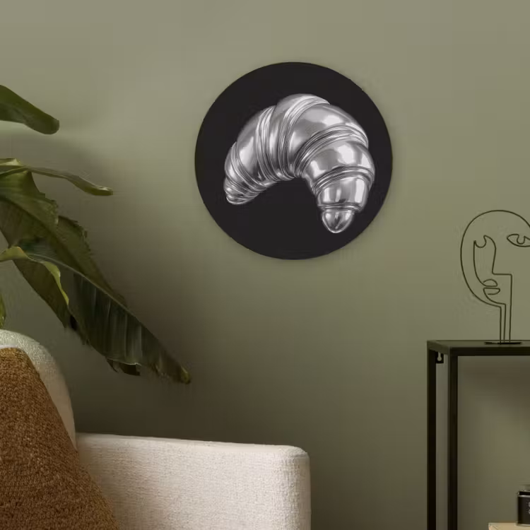Croissant - Metaal - Zilver Akoestische PET Vilt - Rond klein -sfeer2