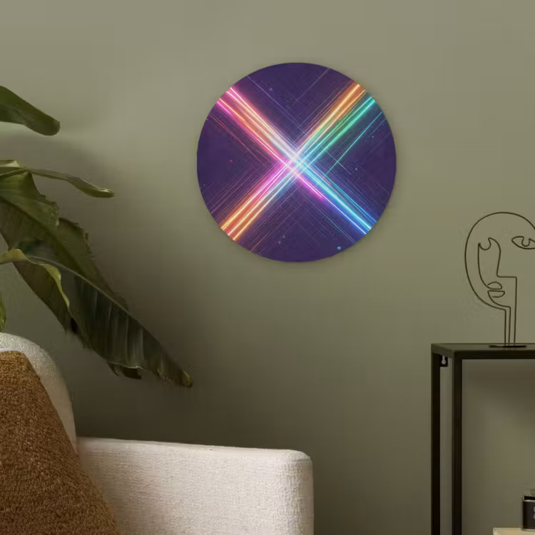 Kruisen - Lasterstralen - Neon Akoestische PET Vilt - Rond klein -sfeer2
