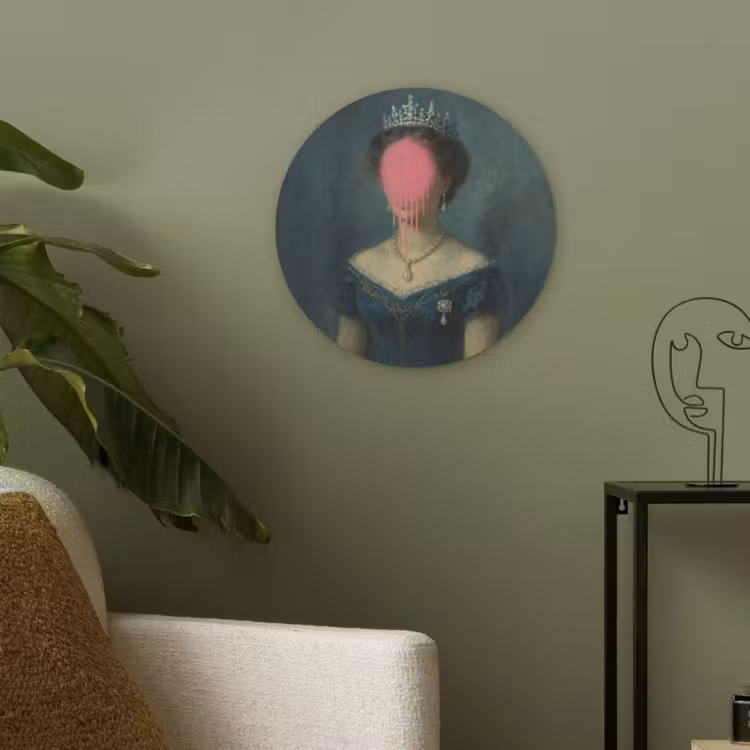 Kroon - Roze druipend verf - Portret Akoestische PET Vilt - Rond klein -sfeer2