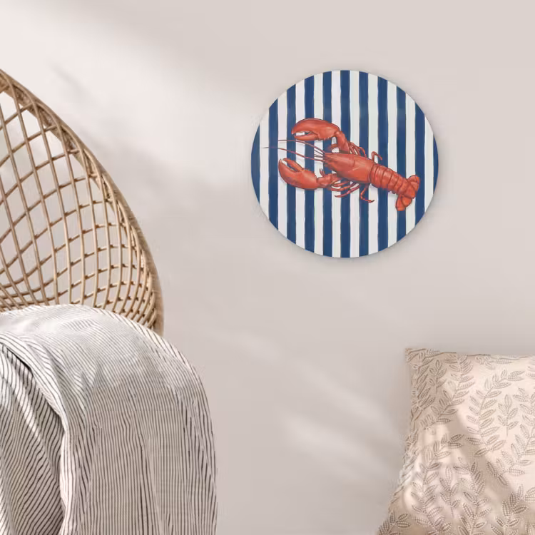 Schaaldier - Kreeft - Marine - Illustratie - Rood Akoestische PET Vilt - Rond klein -sfeer4