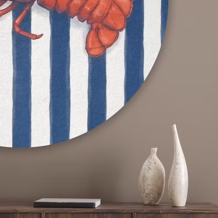 Schaaldier - Kreeft - Marine - Illustratie - Rood Akoestische PET Vilt - Rond klein -sfeer5_closeup