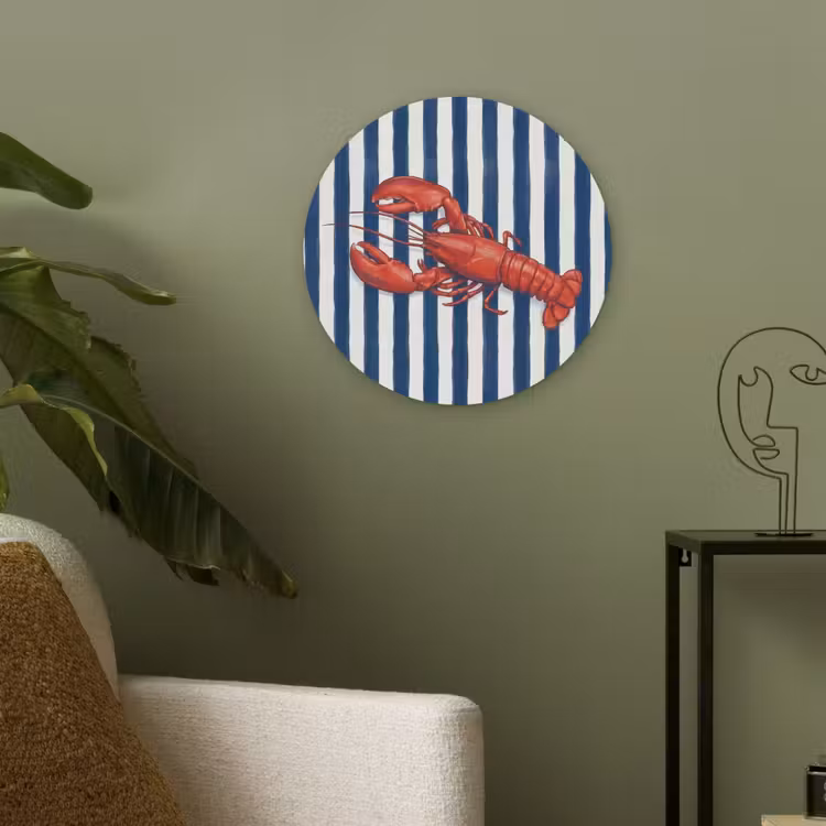 Schaaldier - Kreeft - Marine - Illustratie - Rood Akoestische PET Vilt - Rond klein -sfeer2