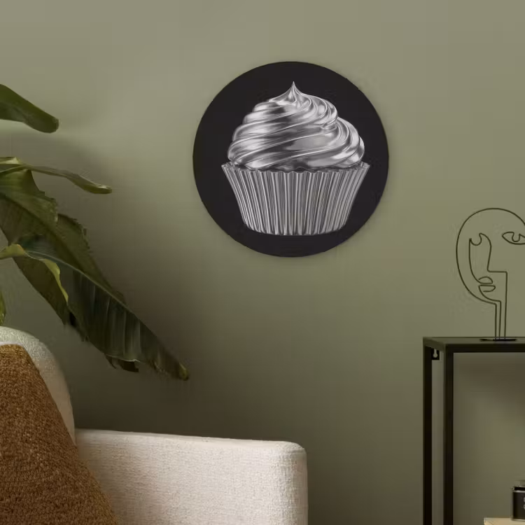 Cupcake - Luxueus - Zilver Akoestische PET Vilt - Rond klein -sfeer2