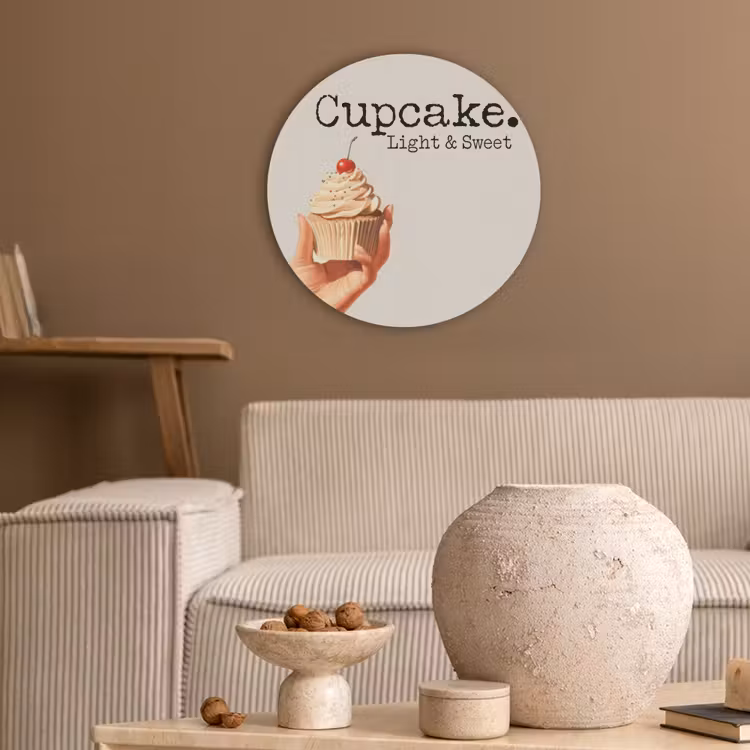 Cupcake - Zoet - Kers Akoestische PET Vilt - Rond klein -sfeer1