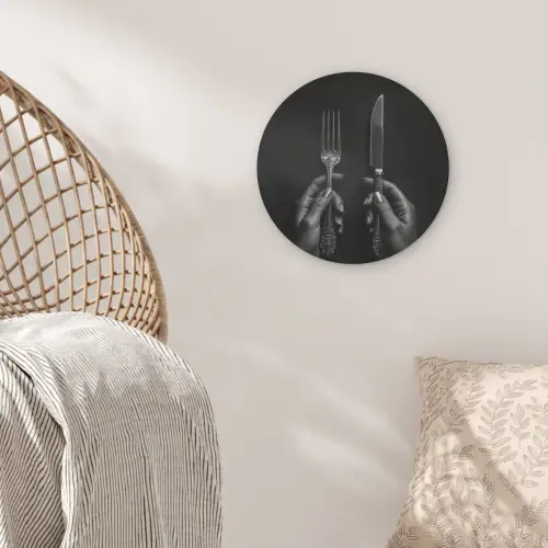 Bestek - Zwart - Wit Akoestische PET Vilt - Rond klein -sfeer4