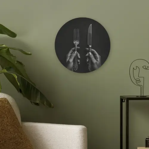 Bestek - Zwart - Wit Akoestische PET Vilt - Rond klein -sfeer2