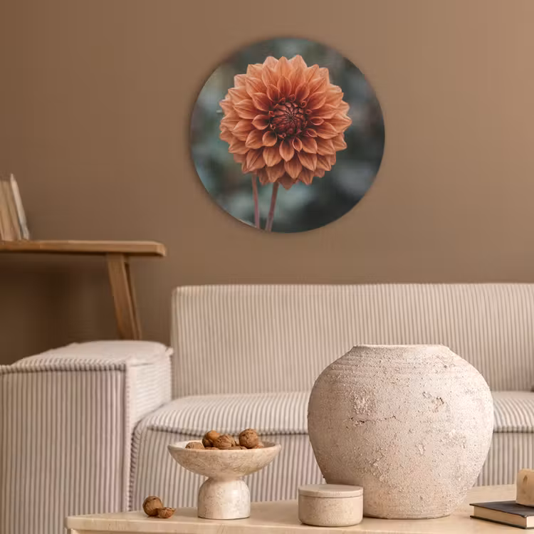 Dahlia - Bloem - Natuur - Sfeervol Akoestische PET Vilt - Rond klein -sfeer1