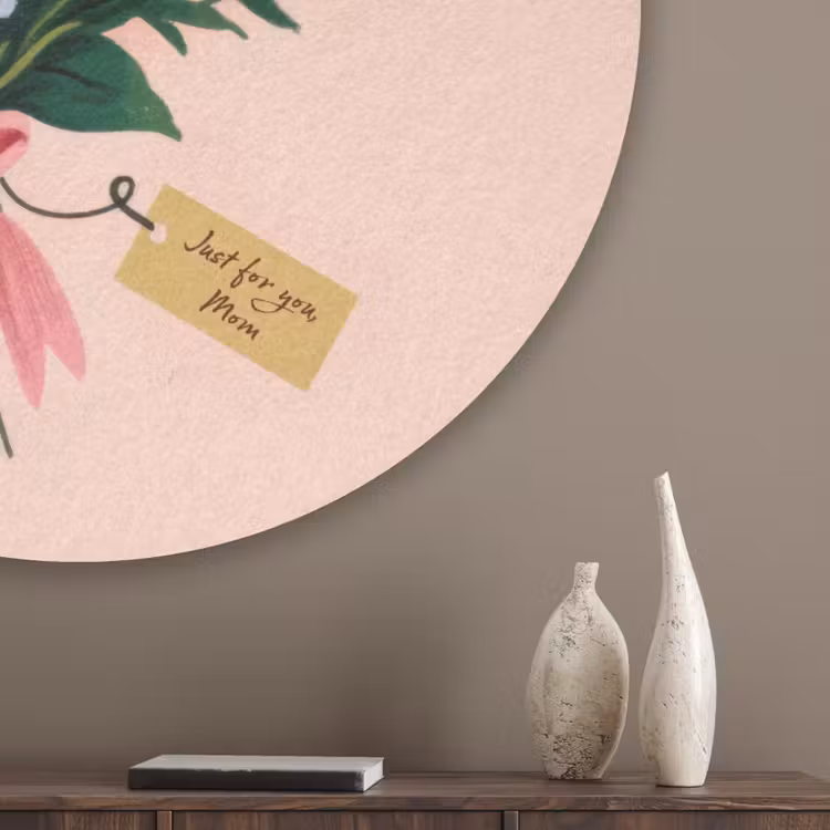 Margrieten - Boeket - Strikje - Roze Akoestische PET Vilt - Rond klein -sfeer5_closeup
