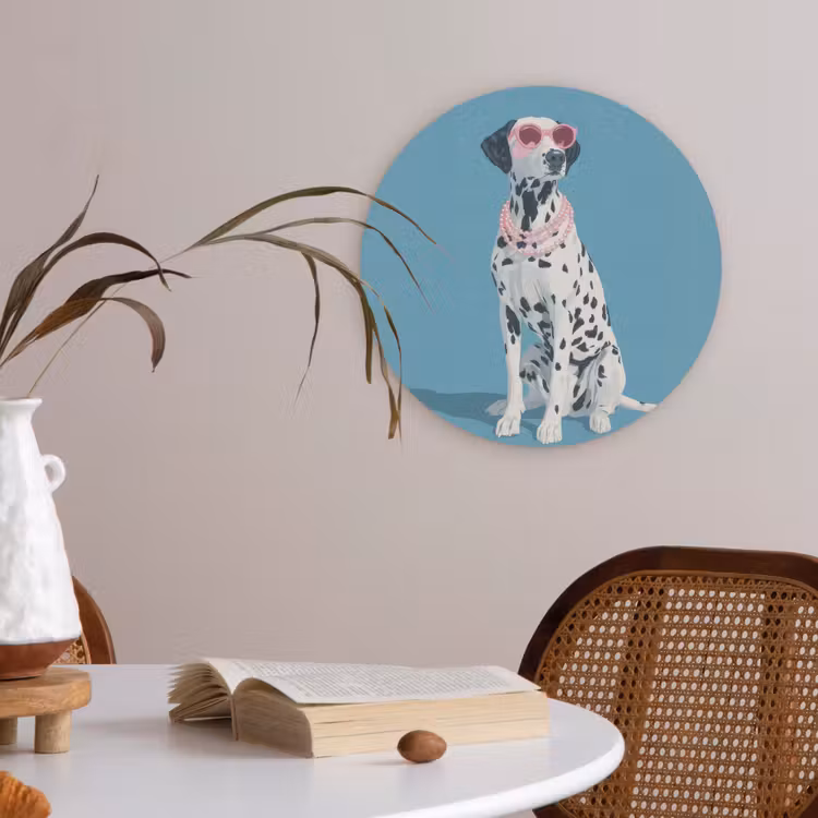 Dalmatiër - Zonnebril - Blauw Akoestische PET Vilt - Rond klein -sfeer3