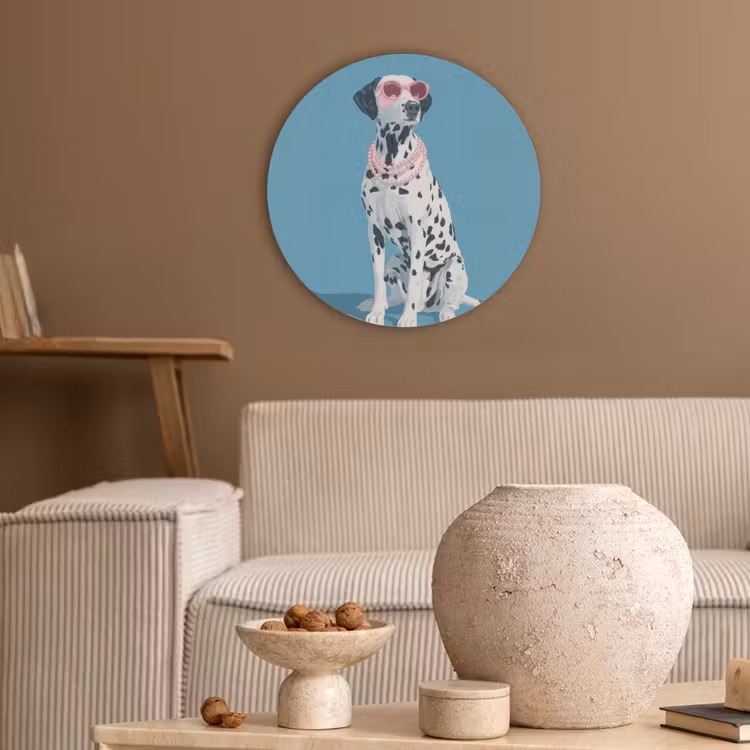 Dalmatiër - Zonnebril - Blauw Akoestische PET Vilt - Rond klein -sfeer1