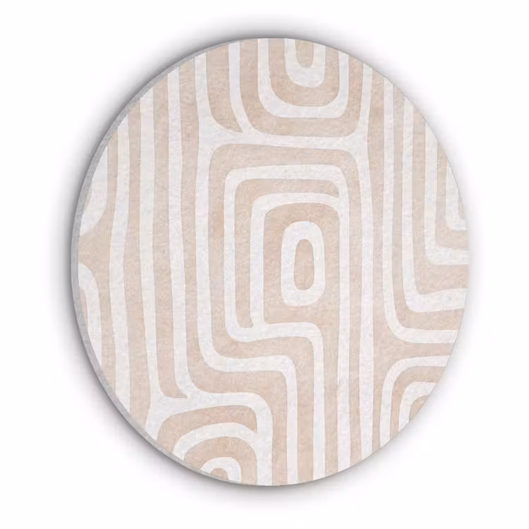 Decoratief - Labyrint - Beige Akoestische PET Vilt - Rond klein -3d