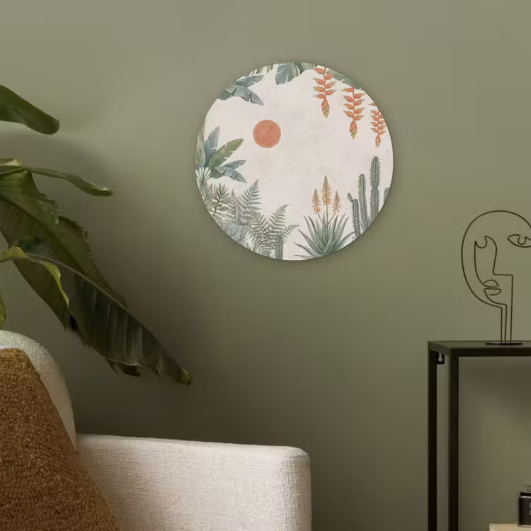 Woestijn - Planten - Groen Akoestische PET Vilt - Rond klein -sfeer2