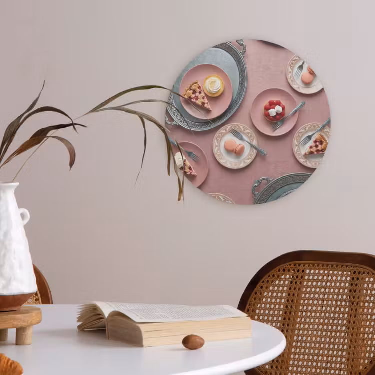 Dessert - Taart - Gebak - Zoet - Roze Akoestische PET Vilt - Rond klein -sfeer3