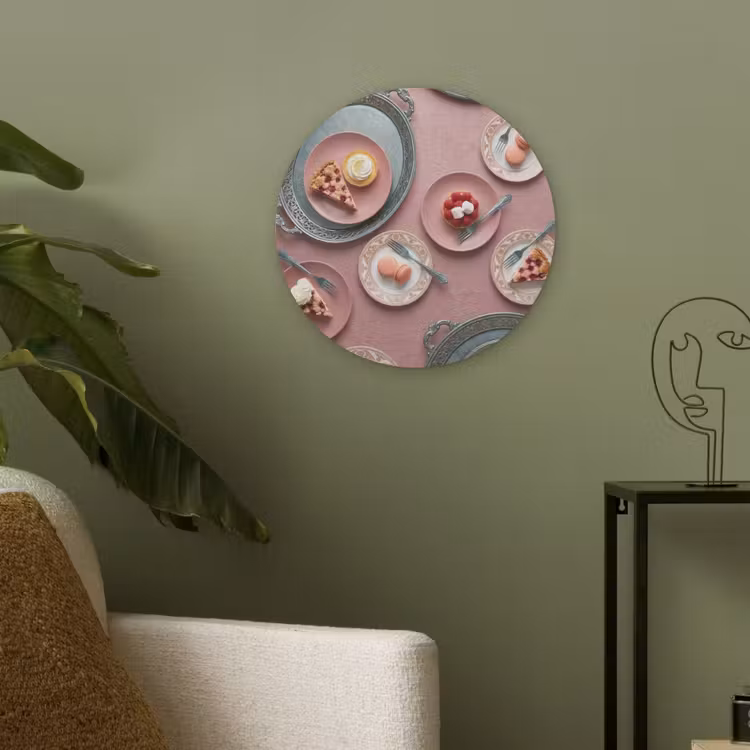 Dessert - Taart - Gebak - Zoet - Roze Akoestische PET Vilt - Rond klein -sfeer2