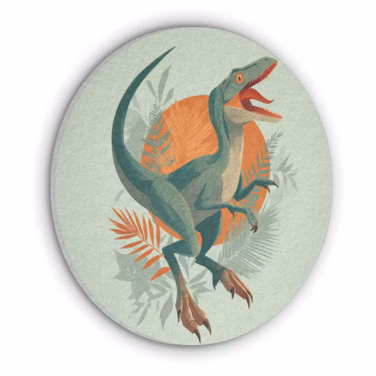 Dino - Bladeren - Grafisch - Groen Akoestische PET Vilt - Rond klein -3d