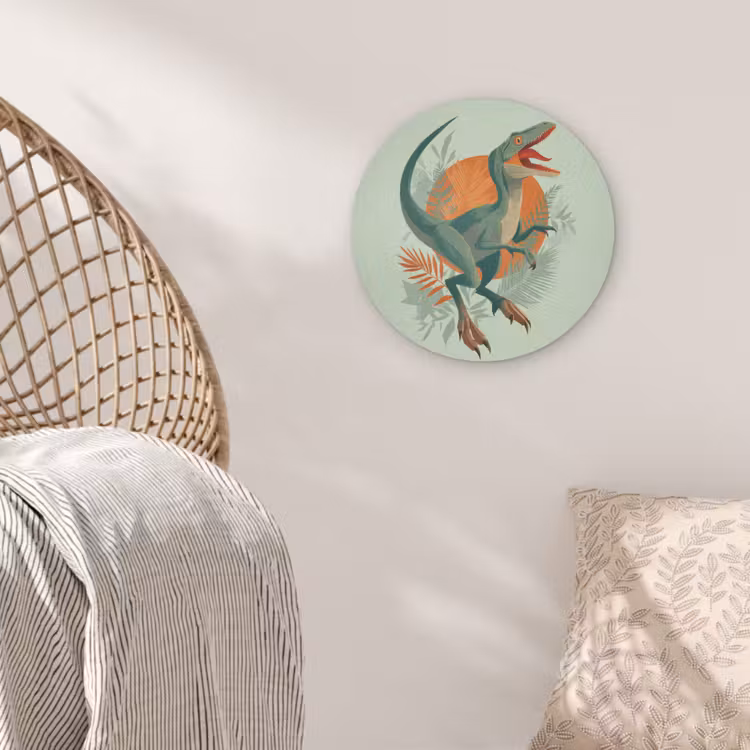 Dino - Bladeren - Grafisch - Groen Akoestische PET Vilt - Rond klein -sfeer4