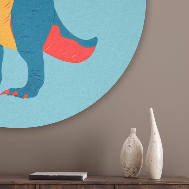 Dinosaurus - Blauw - Zonnebril Akoestische PET Vilt - Rond klein -sfeer5_closeup