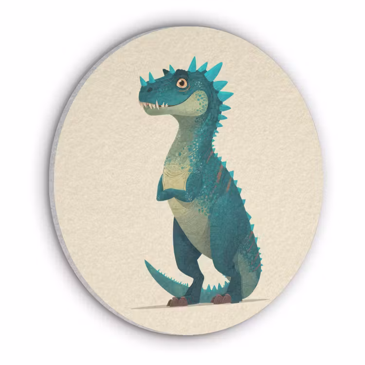 Dinosaurus - Turquoise - Stekels Akoestische PET Vilt - Rond klein -3d