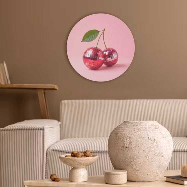 Disco - Kersen - Roze Akoestische PET Vilt - Rond klein -sfeer1