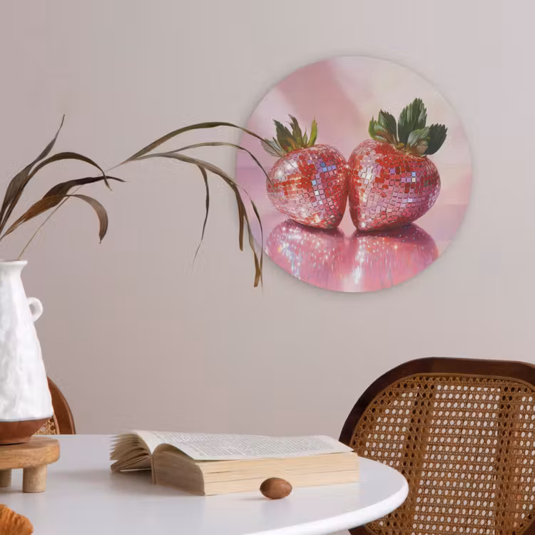 Disco - Fruit - Glitter - Strawberry Akoestische PET Vilt - Rond klein -sfeer3