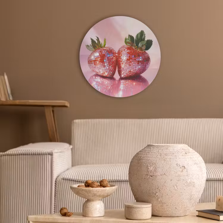 Disco - Fruit - Glitter - Strawberry Akoestische PET Vilt - Rond klein -sfeer1