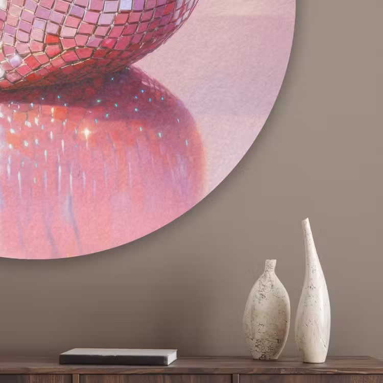 Disco - Fruit - Glitter - Strawberry Akoestische PET Vilt - Rond klein -sfeer5_closeup