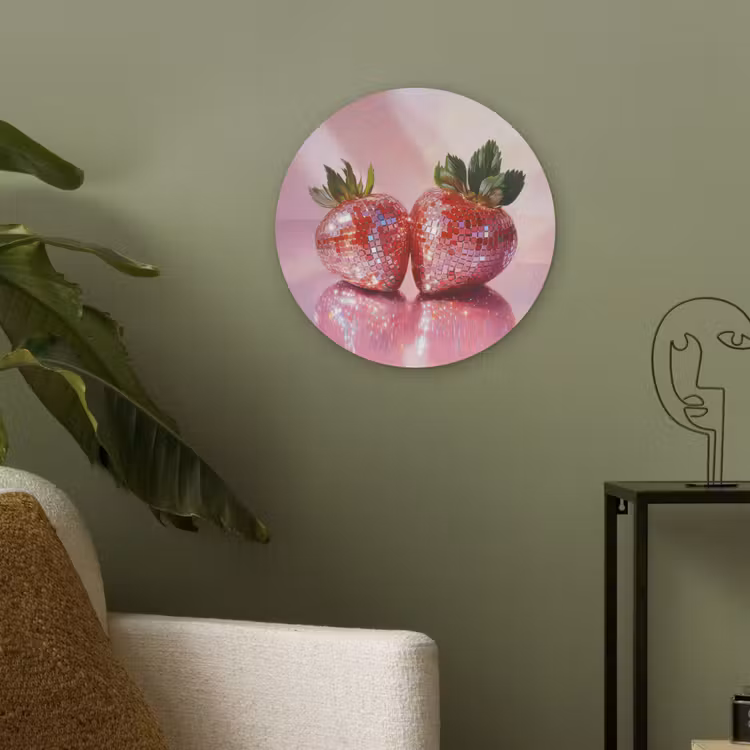 Disco - Fruit - Glitter - Strawberry Akoestische PET Vilt - Rond klein -sfeer2