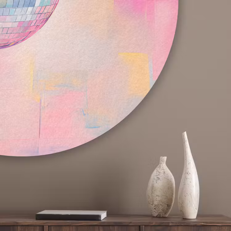 Discobal - Pink - Verf Akoestische PET Vilt - Rond klein -sfeer5_closeup